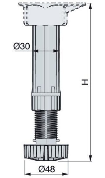 Soklová nožka 120 mm s rektifikací 118-160 mm, černy plast