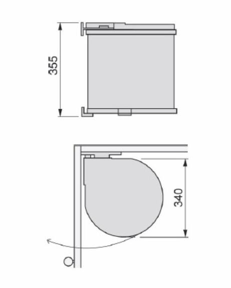 Odpadkový koš kulatý, 1x15 l, šedý plast, nerez