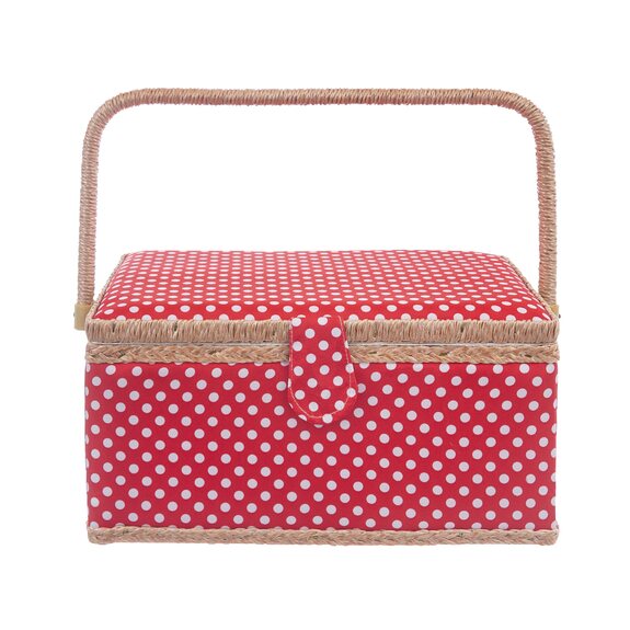 Kazeta na šití dřevo/polyester 24x18x13 cm červená