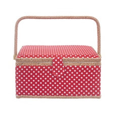 Kazeta na šití dřevo/polyester 24x18x13 cm červená