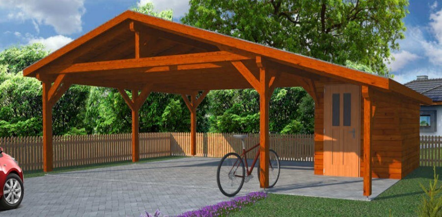 Přístřěšek pro 2 auta s boční přístavbou 680*500