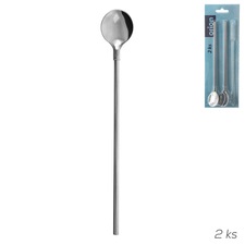 Lžička nerez koktejlová s brčkem 2 ks+kartáček