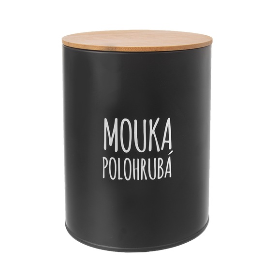 Dóza plech/bambus pr. 13 cm Mouka polohrubá BLACK CZ