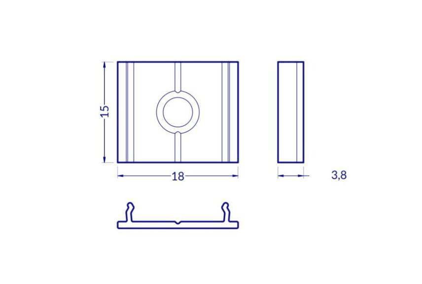 Montážní úchyt X kulatý otvor, hliník, ks