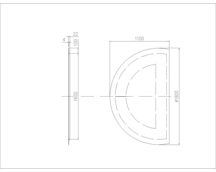 Zrcadlo SNAB STYLE Půlkruh O1800