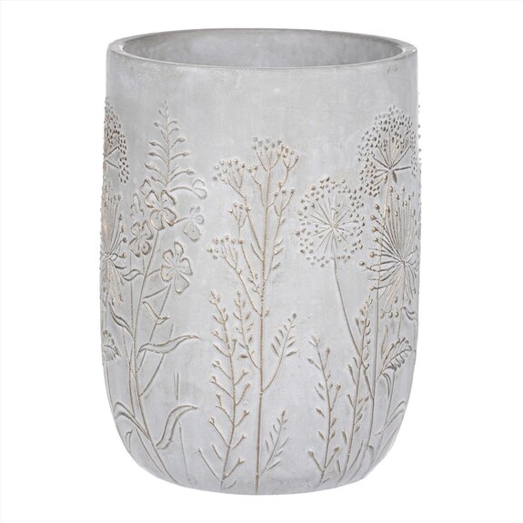 Obal betonový s dekorem lučního kvítí, zlatá barva.