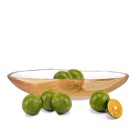 Moderní bílá miska DORITO z teaku