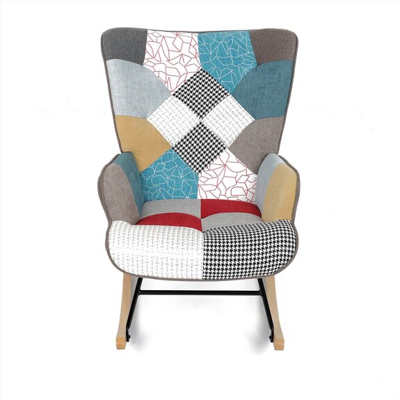 Křeslo houpací AK-374 PW2 potah patchwork látka