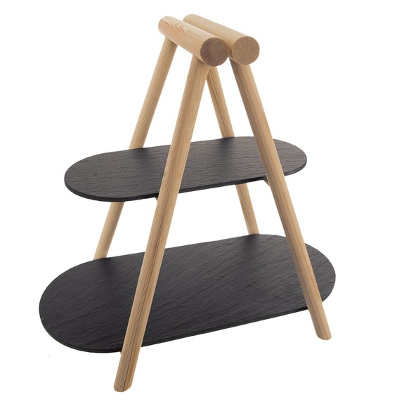 Stojan břidlice/dřevo 2 patra