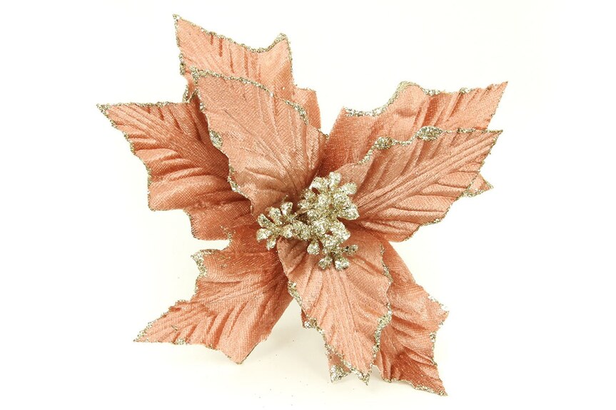 Květina umělá vazbová vánoční s glitry VK-1244, sada 6ks