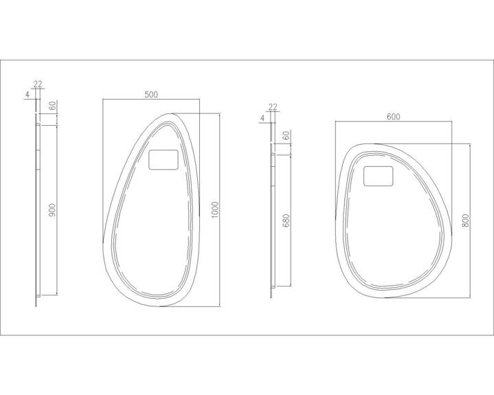 Zrcadlo SNAB STYLE Dvojzrcadlo 1000x500, 800x600