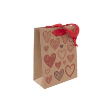 Taška papír dárková SRDCE 14x7x18 cm