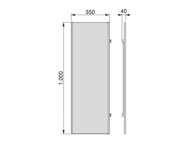 Plnovýsuvné zrcadlo, 350x40x1000 mm, rám hliník eloxovaný