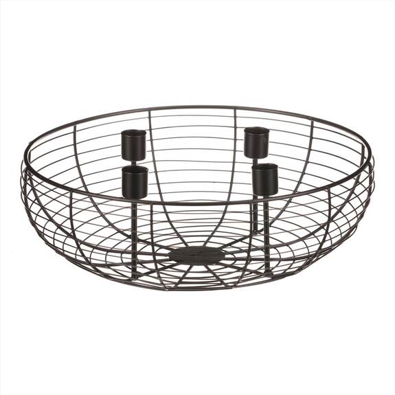 Svícen kovový - adventní, konstrukce ve tvaru mísy, černý.