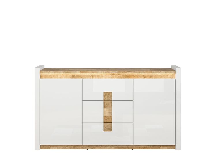 Komoda ALAMEDA KOM2D3S bílý lesk/dub westminster