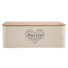 Chlebovka plech/dřevo 42x22,5x16 cm Pečivo SRDCE