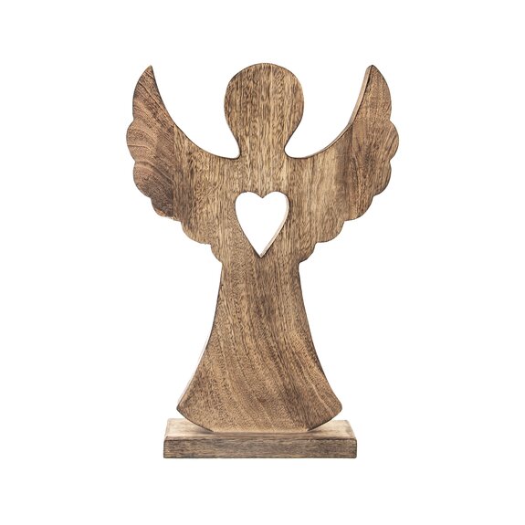 Anděl dřevo MANGO srdce v. 36,5 cm