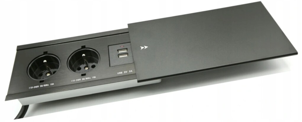 Zásuvka MODUL 2 x USB 5 V DC (2 A) / 2 x 230 V AC (12 A) černá