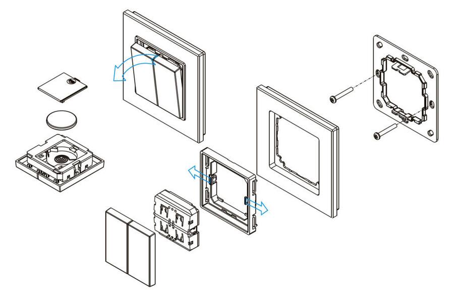Ovladač spínač plochý dvouzónový inteligentní na stěnu