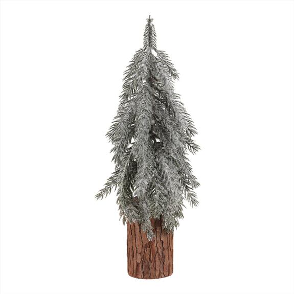 Vánoční mini stromek na špalku - umělý, výška 44 cm, zasněžený