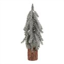 Vánoční mini stromek na špalku - umělý, výška 44 cm, zasněžený