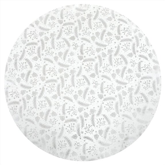 Ubrus kulatý - stříbrný vánoční vzor, 100% polyester, pr. 140 cm.