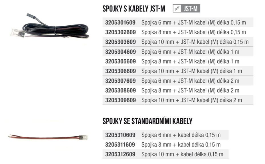 Konektor JST-M samec s kabelem a spojkou 8mm, délka 0,15m, ks