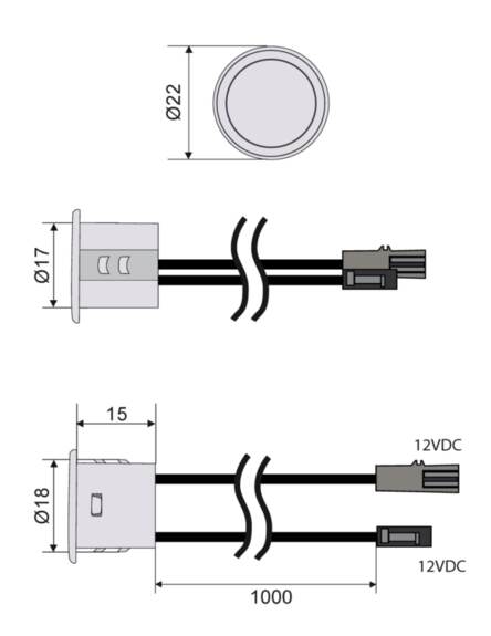 Dotykový spínač se stmívačem k zavrtání do korpusu PLAST bílý