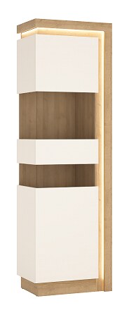 Vitrína CANTUS (LYOV03L) lamino Dub riviéra světlý/ bílá lesk