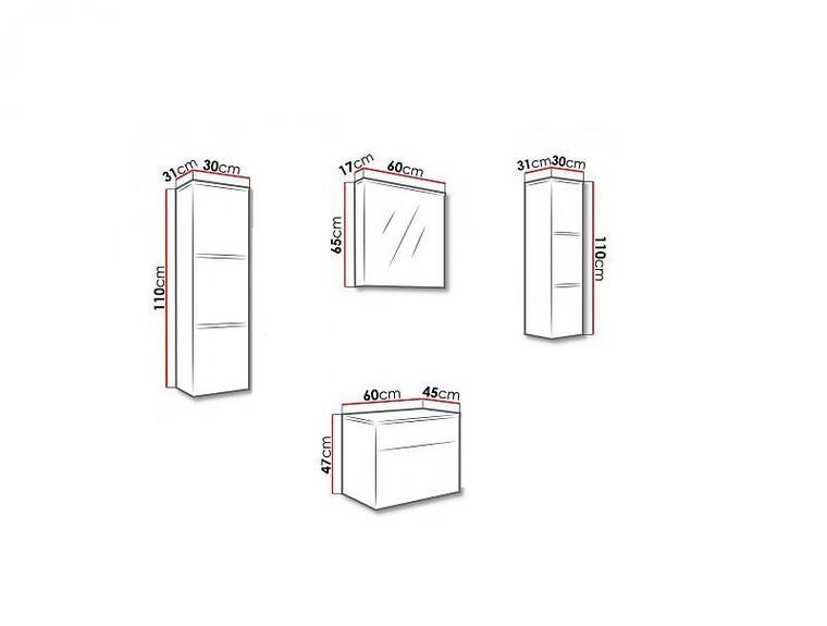 Skříňka se zrcadlem PULA 14 - nad umyvadlo - koupelnový nábytek MDF