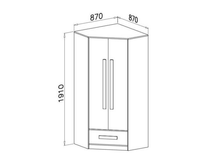 Skříň GOLIÁŠ 2 rohová dvoudvéřová