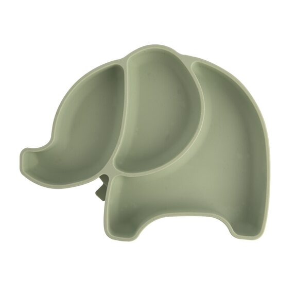 Talíř silikon dětský dělený slon 23x18 cm zelená
