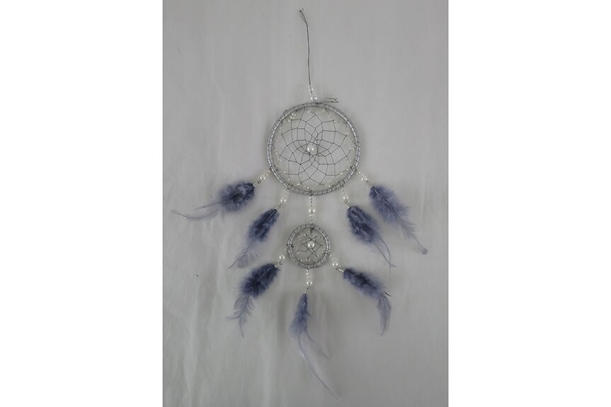 Lapač snů z peří AK6119-GREY, barva šedá