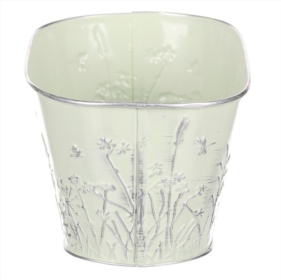 Obal na květiny kovový OK6352-GRN -truhlík - barva zelená.