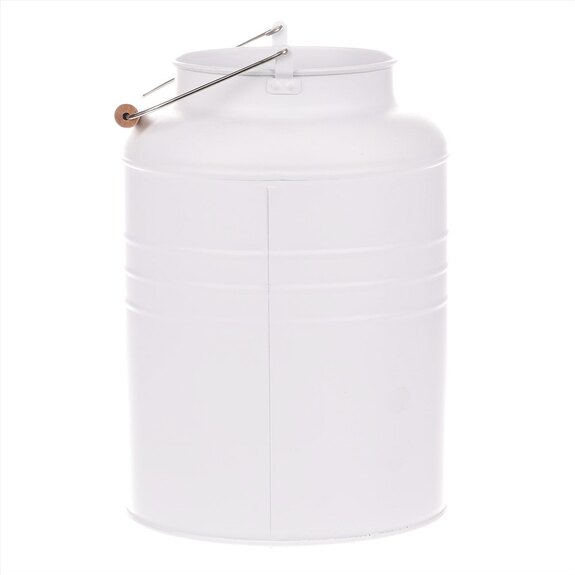 Váza kovová, bílá barva.