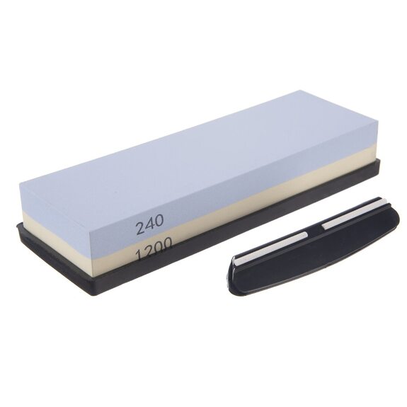 Kámen brusný korund 240/1200+podložka+úchyt na nože