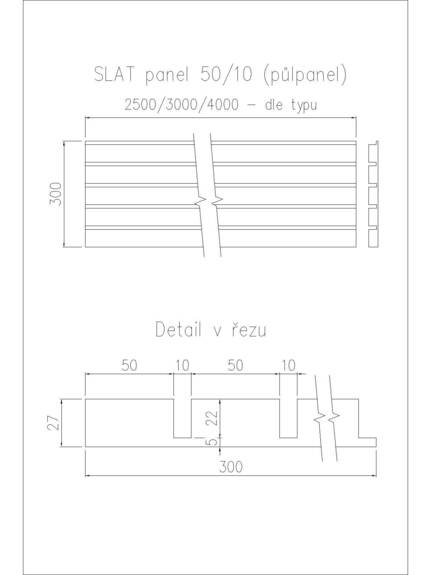 Dekorační obkladový SLAT panel 50-10 celomasiv
