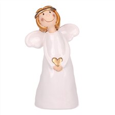 Anděl bílý držící srdce, keramika