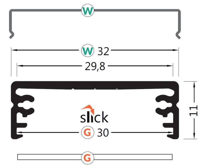 Profil WIRELI15 TRIPLEX WIDE24 G/W hliník surový 2m (metráž)