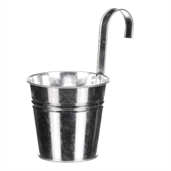 Obal na květiny - na pověšení, zinkový, stříbrná barva.