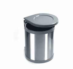 Odpadkový koš kulatý, 1x15 l, šedý plast, nerez