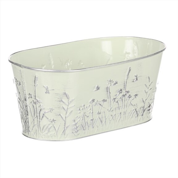 Obal na květiny kovový OK6352-GRN -truhlík - barva zelená.