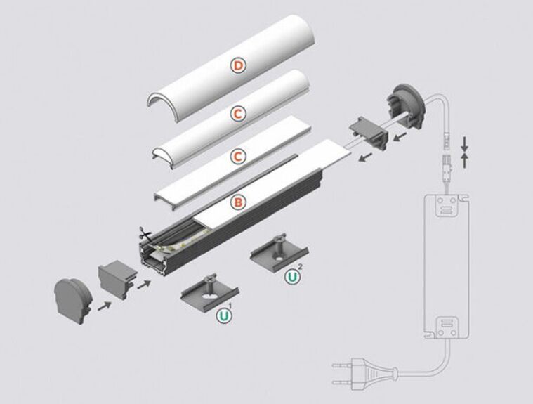 Profil WIRELI UNI12 BCD/U anoda černá 2000mm (metráž)