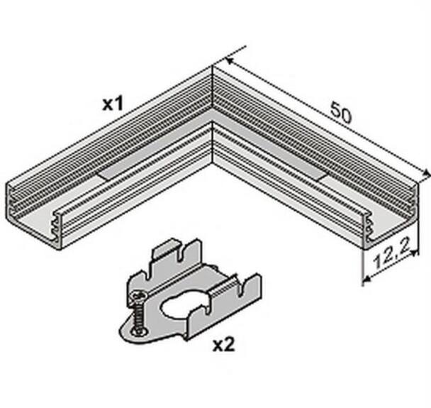 Spojka rohová WIRELI SLIM25 - 90° hliník anoda, ks