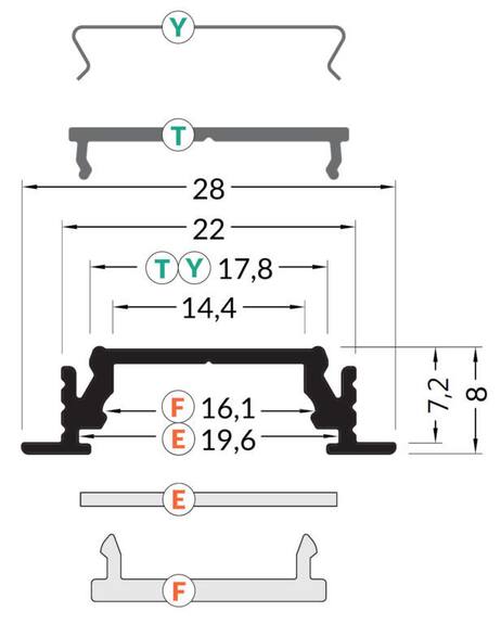 Profil GROOVE LINE 14 bílý komaxit 2000mm