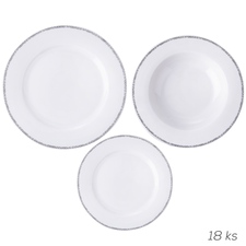 Sada jídelní porc. čtverečky kulatá 18 ks