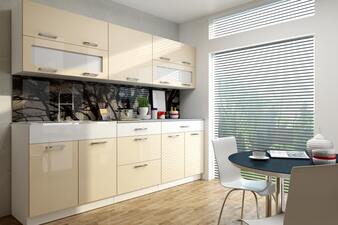 Kuchyňská linka Falco Nikaia 220 vanilka lesk/bílý pruh