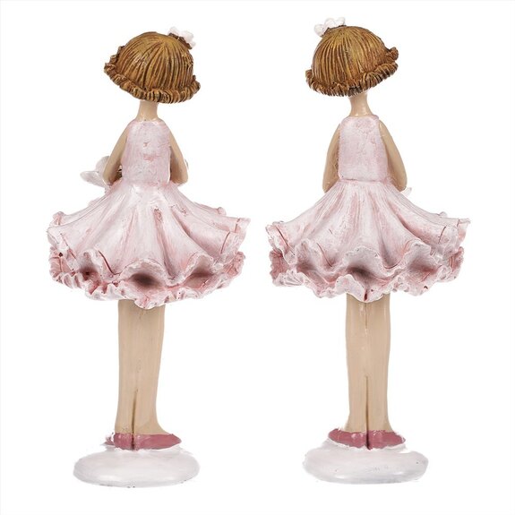 Dívka v sukni, mix 2 druhů, růžová barva, polyresin.