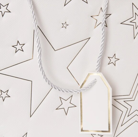 Taška papír dárková hvězda 31x12x26 cm bílá