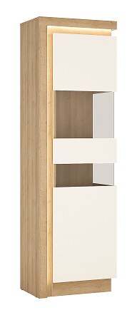Vitrína CANTUS (LYOV03R) lamino Dub riviéra světlý/ bílá lesk